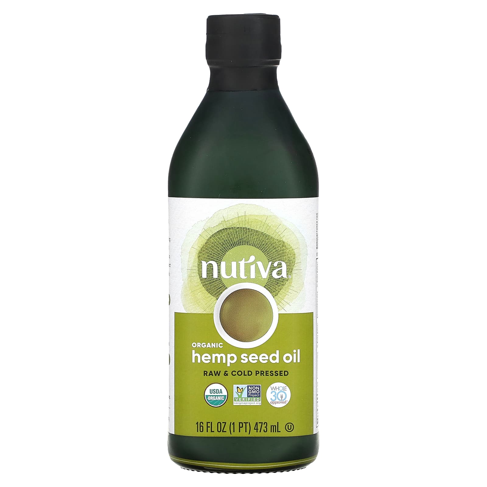Nutiva-Organic Hemp Seed Oil-Cold Pressed-16 fl oz (473 ml)