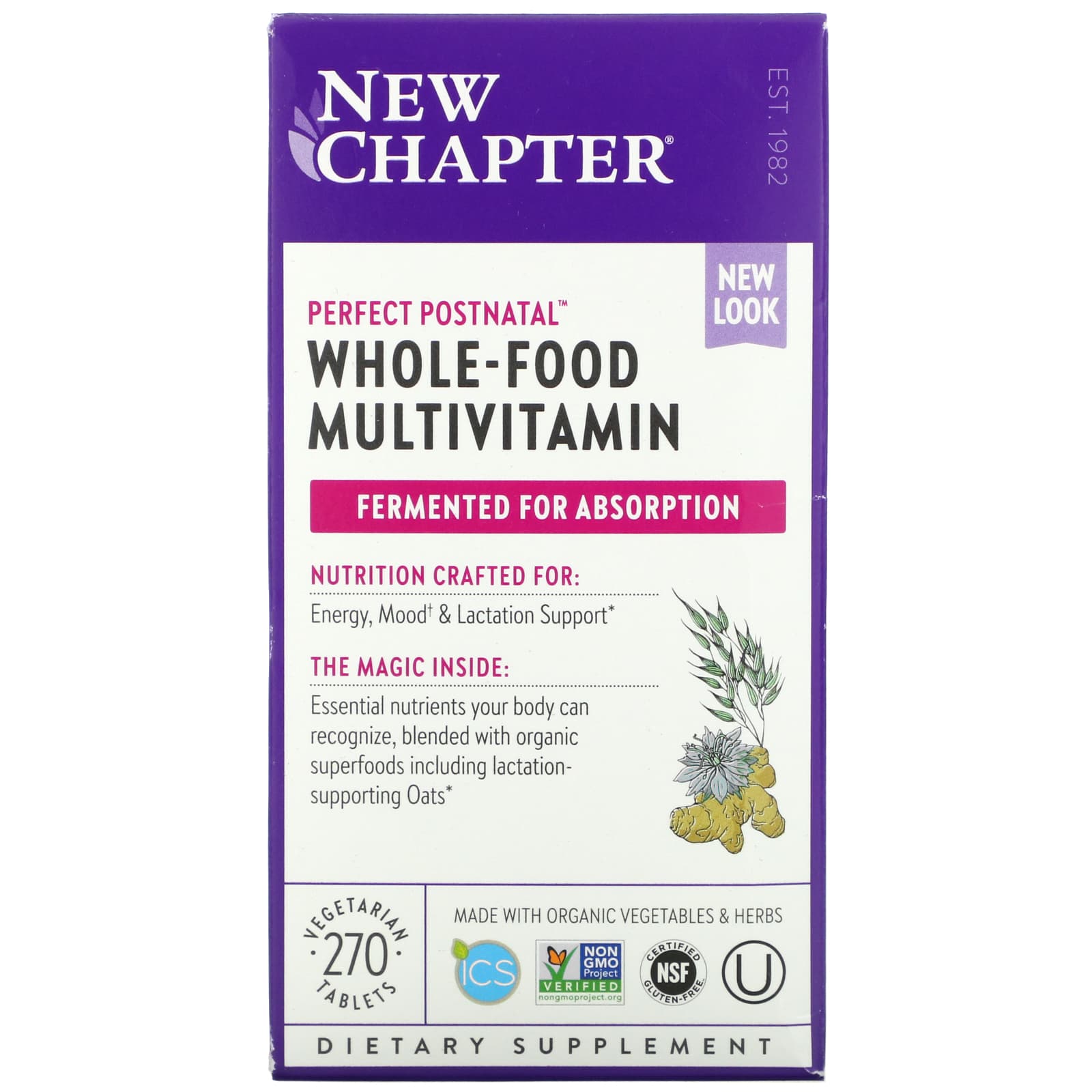 New Chapter-Perfect Postnatal Whole-Food Multivitamin-270 Vegetarian Tablets