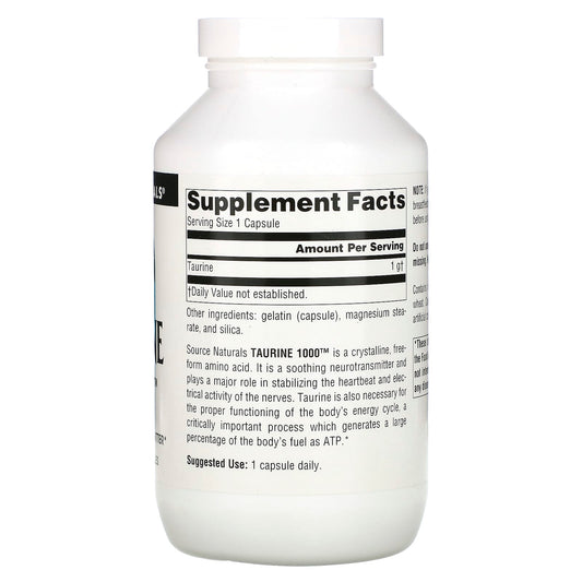Source Naturals, Taurine 1000, 1,000 mg, 240 Capsules