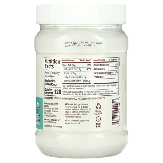 Nutiva, Organic Virgin Coconut Oil, 29 fl oz (858 ml)
