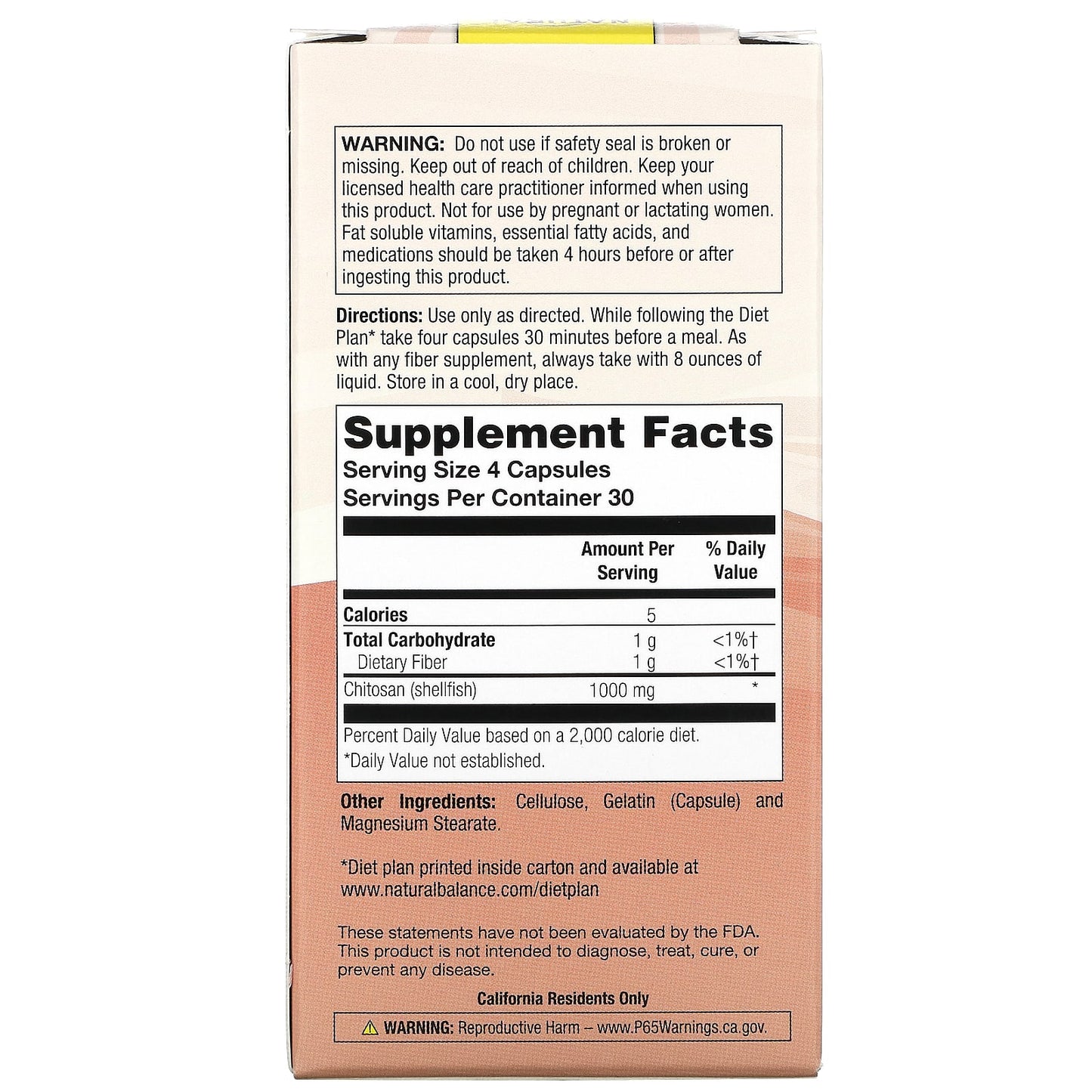 Natural Balance, Original Chitosan, 1,000 mg, 120 Capsules (250 mg per Capsule)