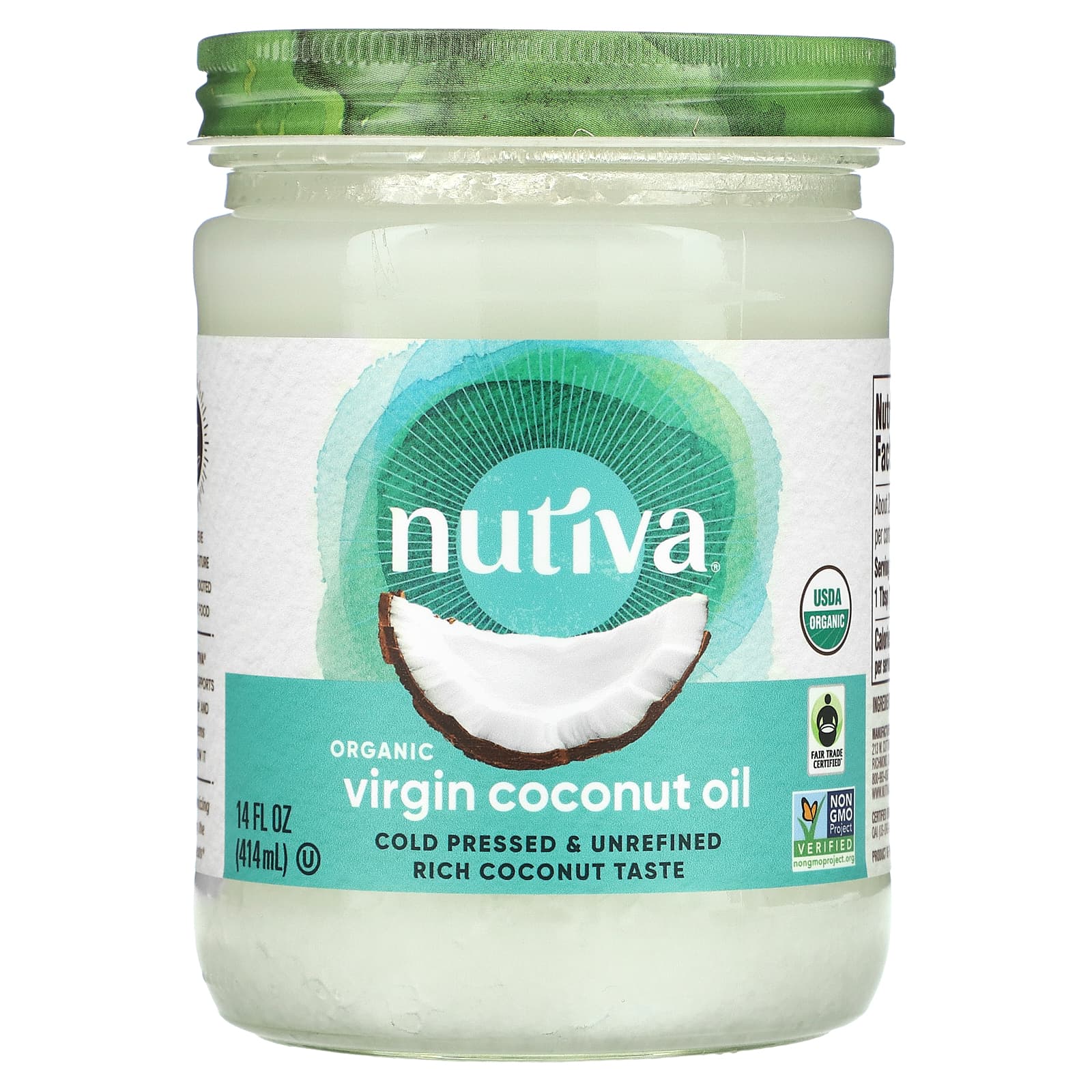 Nutiva-Organic Virgin Coconut Oil-14 fl oz (414 ml)