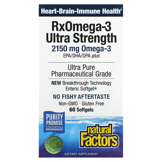 Natural Factors-RxOmega-3 Ultra Strength-2,150 mg-60 Softgels (1075 mg per Softgel)