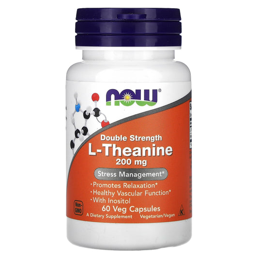 NOW Foods-L-Theanine-Double Strength-200 mg-60 Veg Capsules