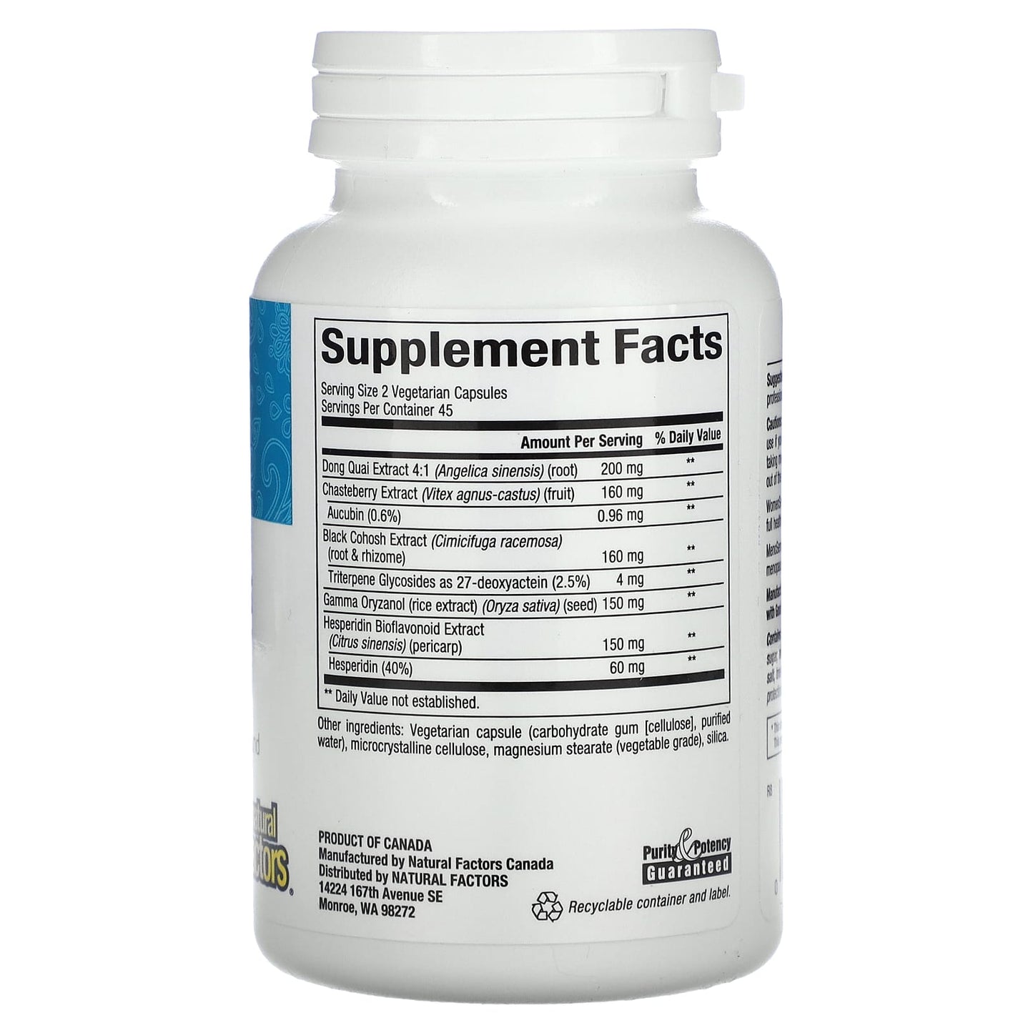 Natural Factors, WomenSense, MenoSense, Menopause Formula, 90 Vegetarian Capsules