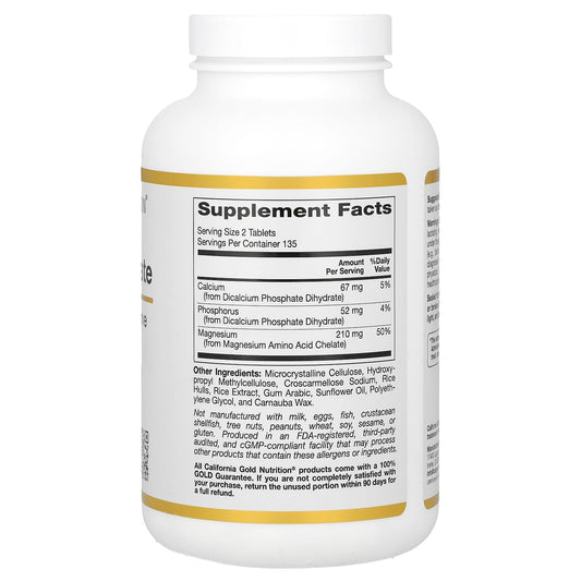 California Gold Nutrition, Magnesium Chelate, 210 mg, 270 Tablets