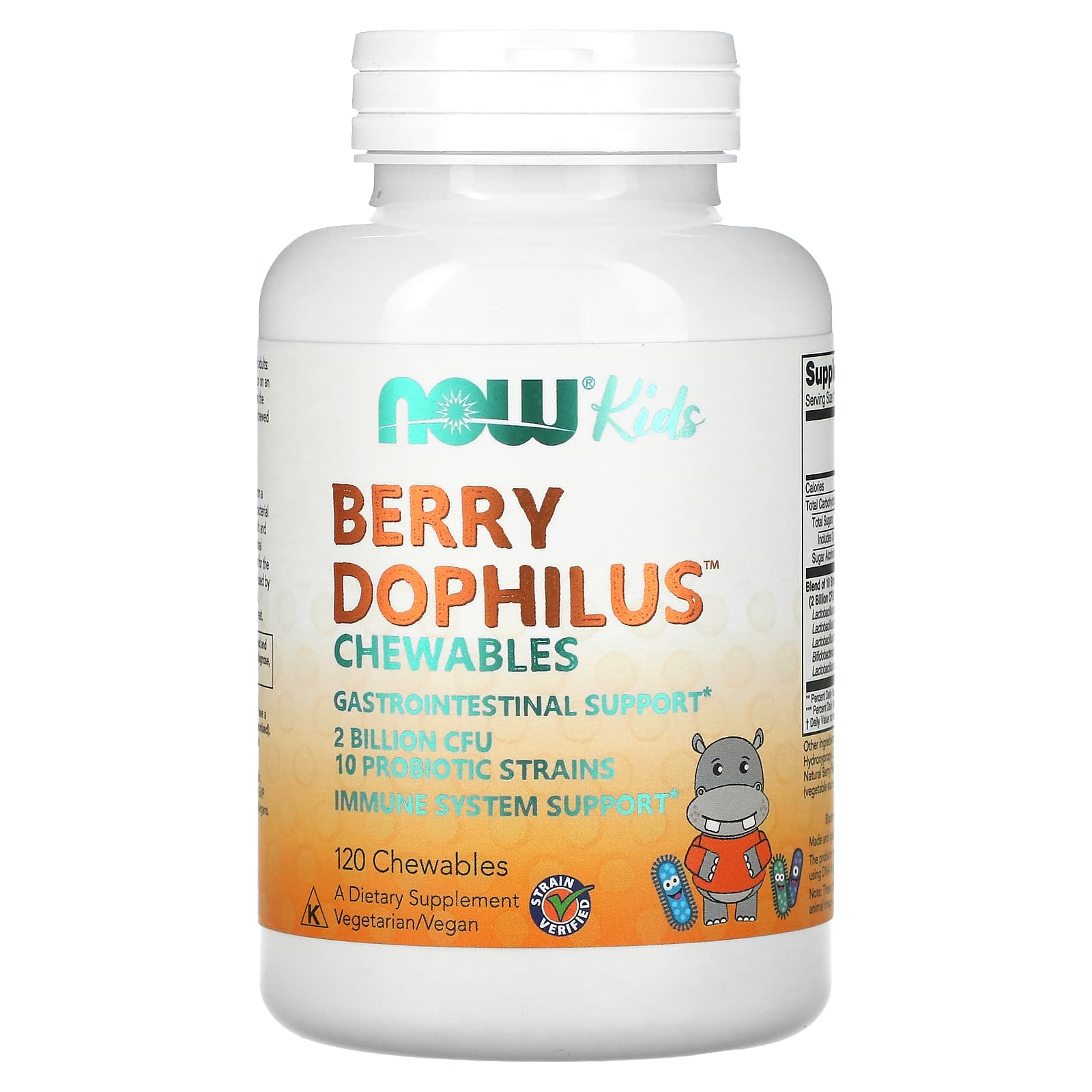 NOW Foods-Berry Dophilus-Kids-2 Billion CFU-120 Chewables