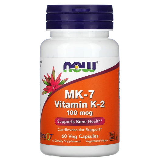 NOW Foods-MK-7 Vitamin K-2-100 mcg-60 Veg Capsules
