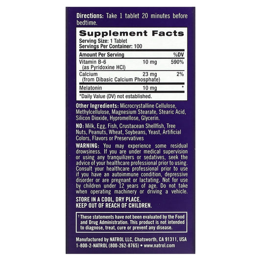 Natrol, Melatonin Sleep, Time Release, 10 mg, 100 Tablets