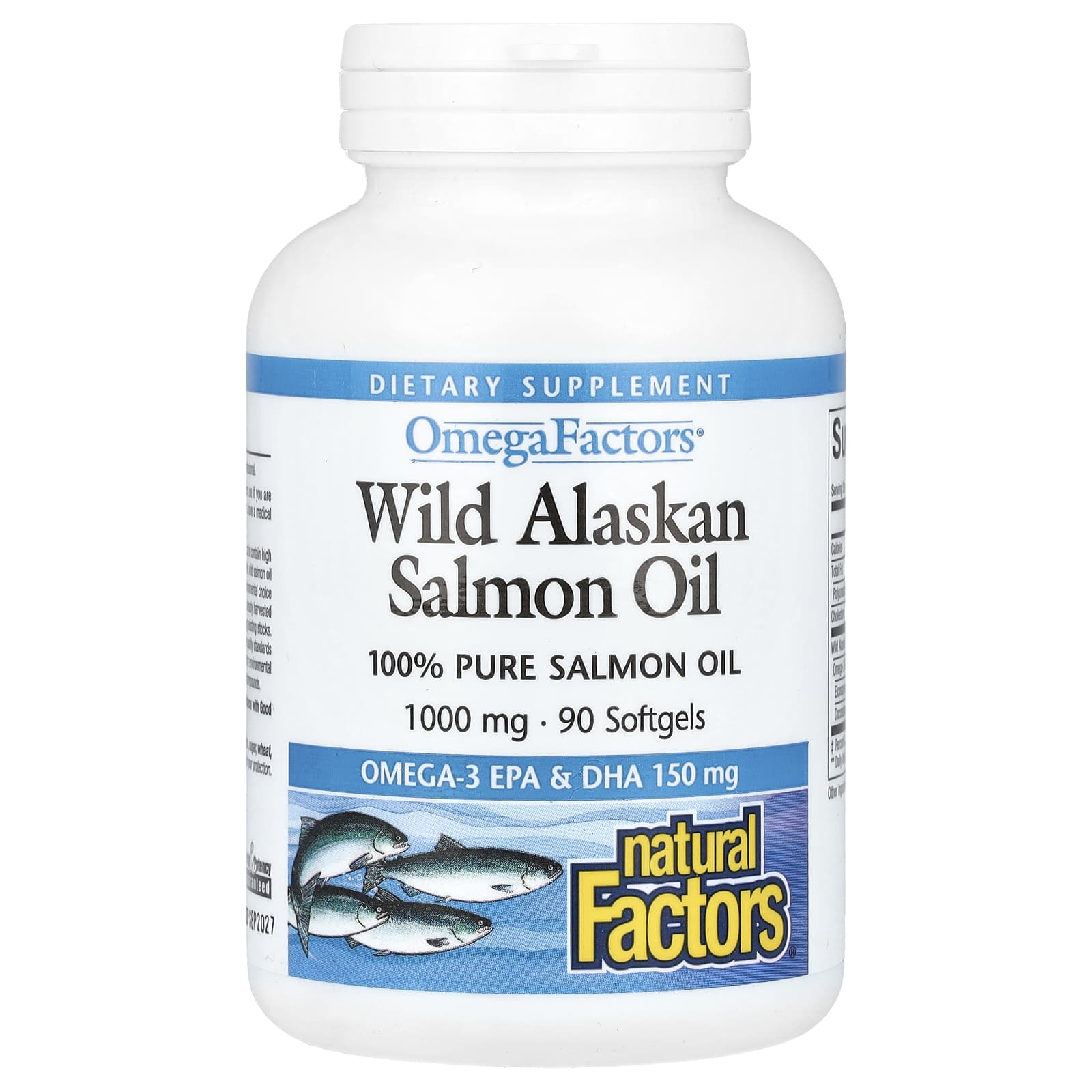 Natural Factors-OmegaFactors-Wild Alaskan Salmon Oil-1,000 mg-90 Softgels