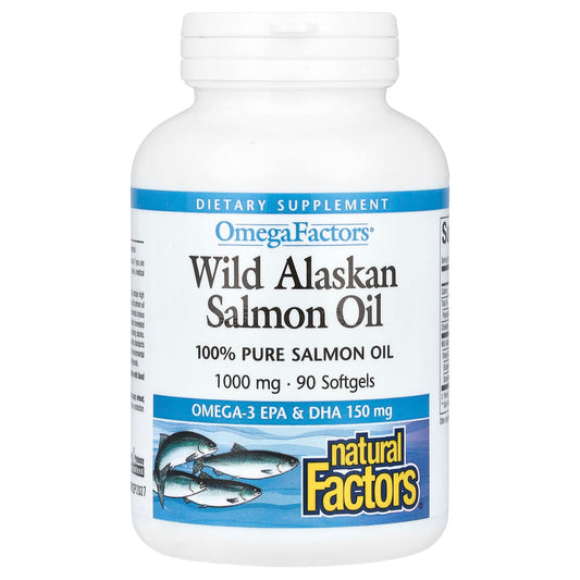 Natural Factors-OmegaFactors-Wild Alaskan Salmon Oil-1,000 mg-90 Softgels