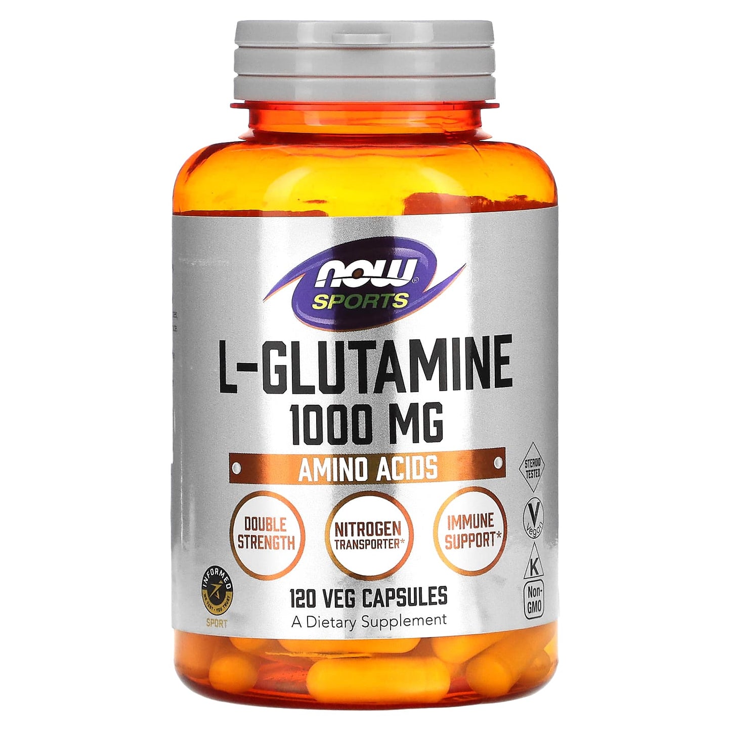 NOW Foods-Sports-L-Glutamine-Double Strength-1,000 mg-120 Veg Capsules