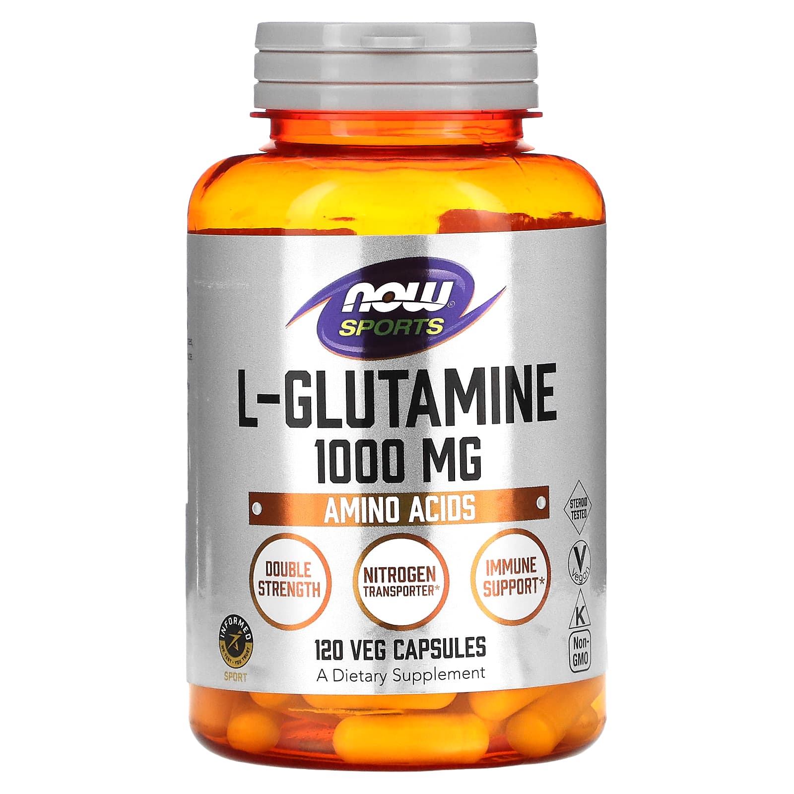 NOW Foods-Sports-L-Glutamine-Double Strength-1,000 mg-120 Veg Capsules