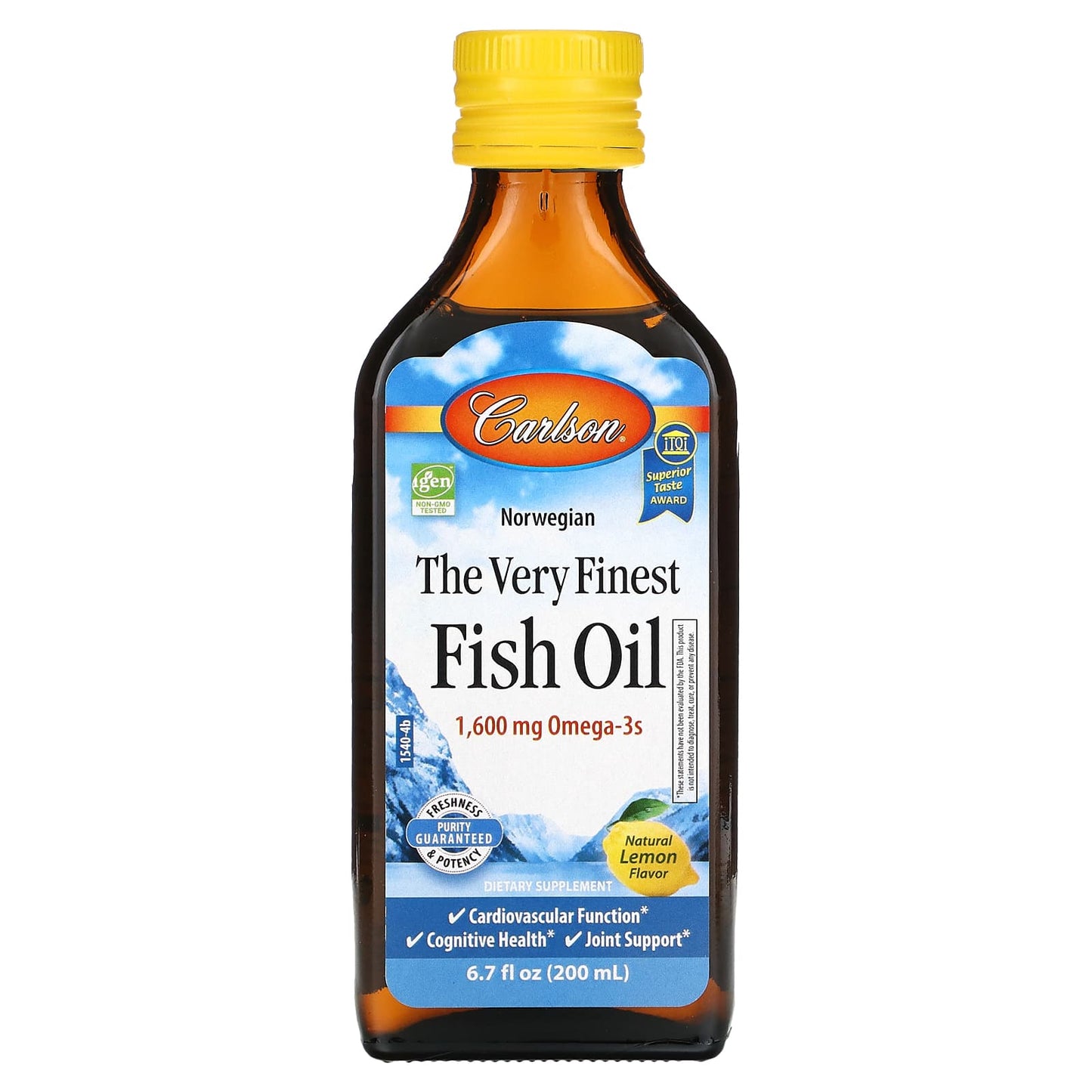 Carlson-Norwegian-The Very Finest Fish Oil-Natural Lemon-1,600 mg-6.7 fl oz (200 ml)