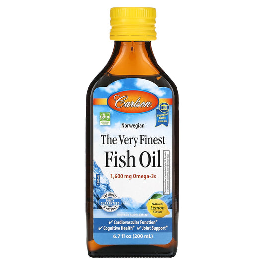 Carlson-Norwegian-The Very Finest Fish Oil-Natural Lemon-1,600 mg-6.7 fl oz (200 ml)