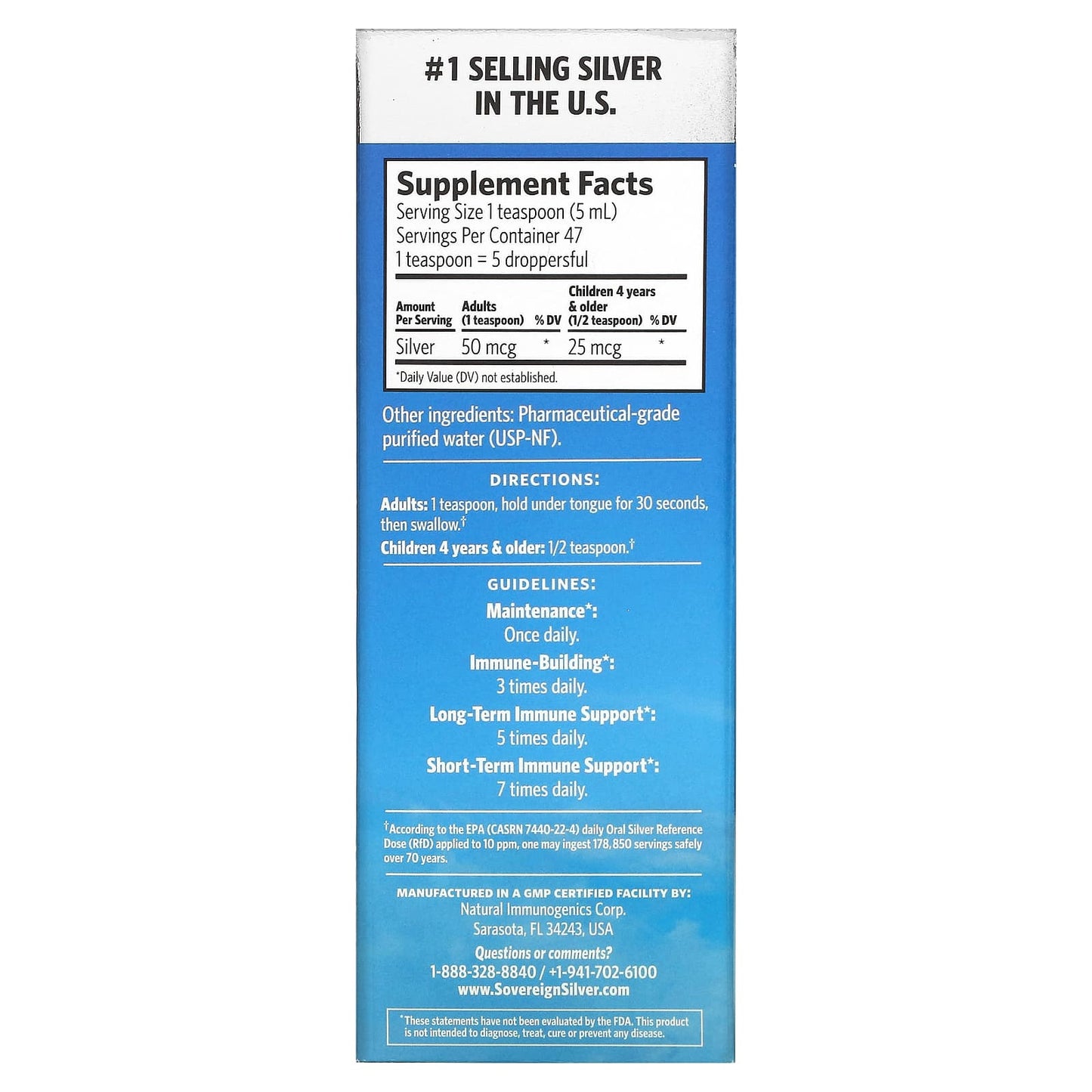 Sovereign Silver, Bio-Active Silver Hydrosol Dropper-Top, Daily + Immune Support, 10 PPM, 8 fl oz (236 ml)
