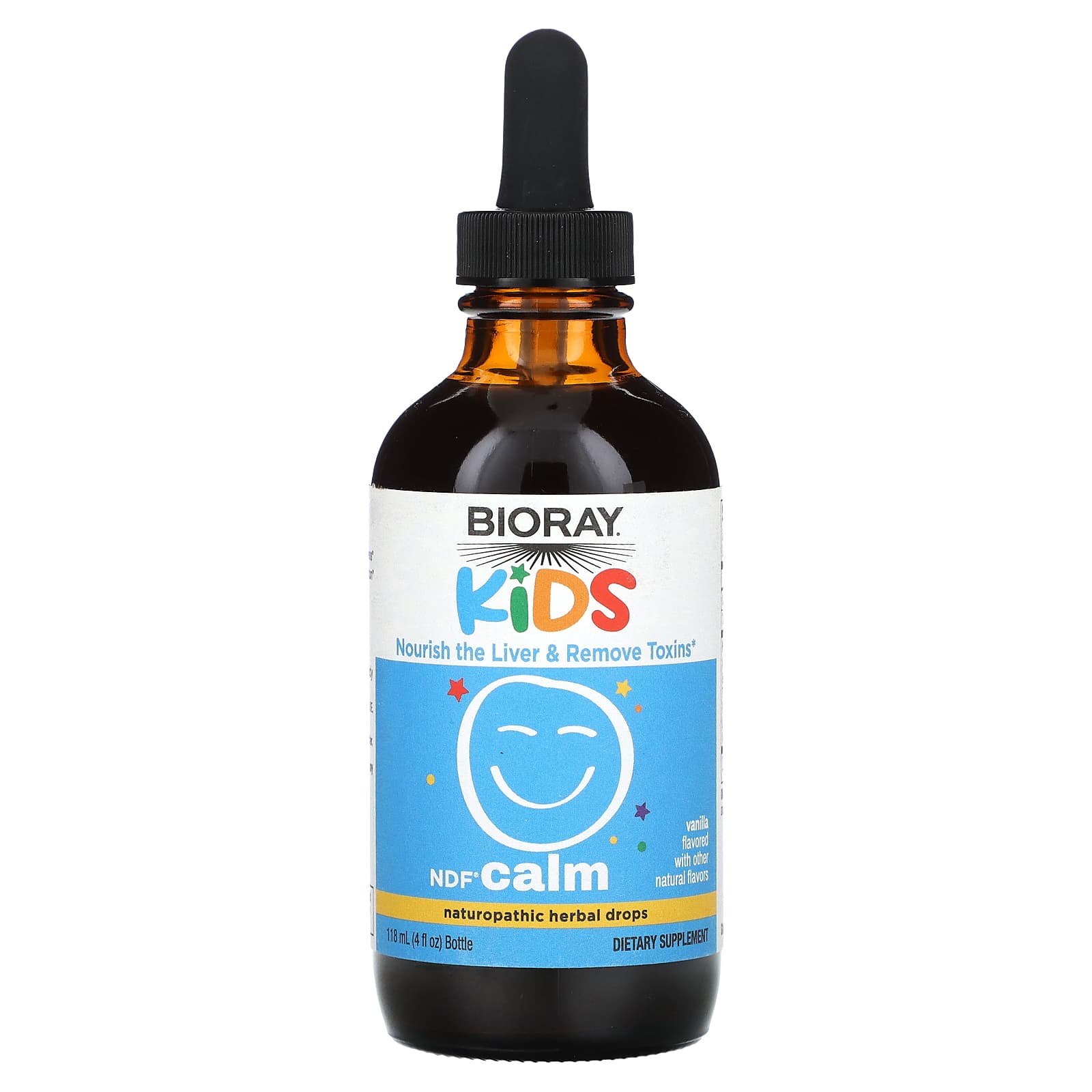 Bioray-Kids-NDF Calm-Naturopathic Herbal Drops-Vanilla-4 fl oz (118 ml)