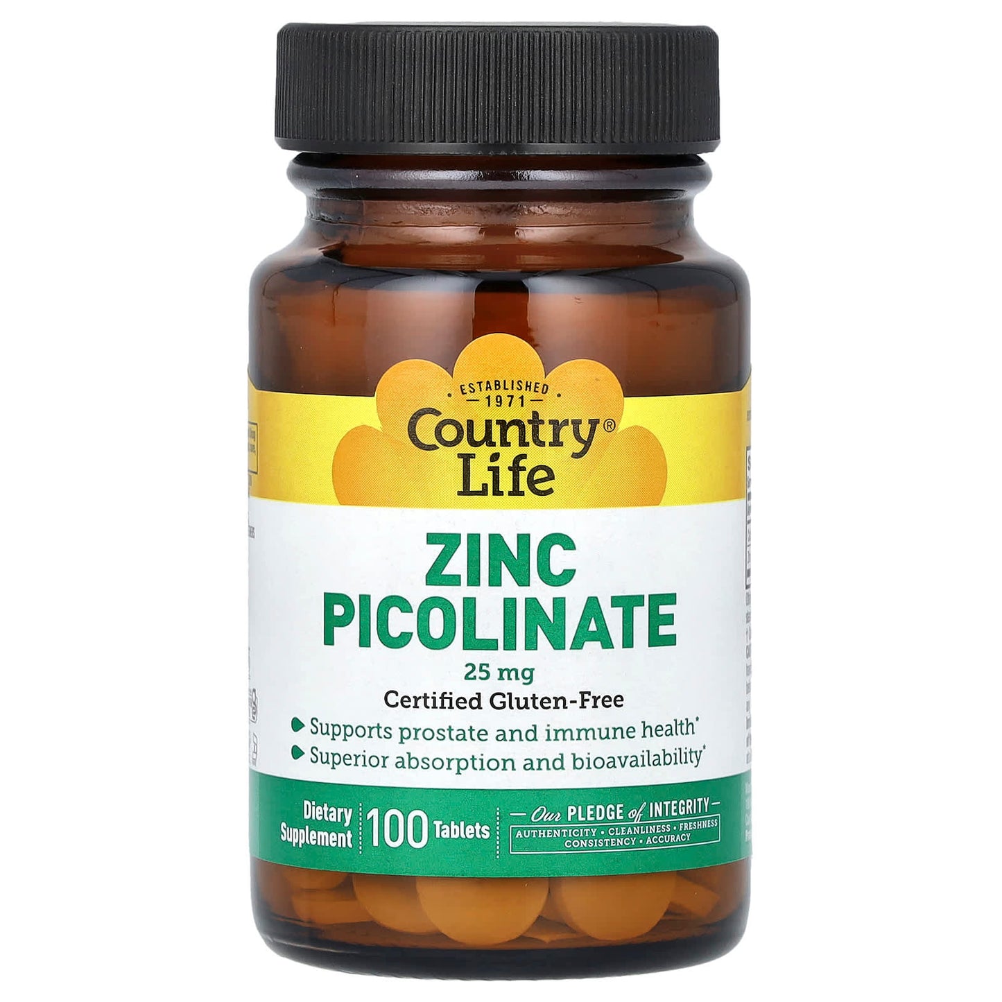 Country Life-Zinc Picolinate-25 mg-100 Tablets