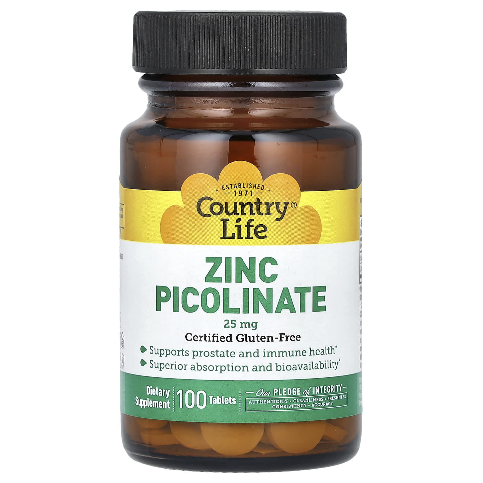 Country Life-Zinc Picolinate-25 mg-100 Tablets