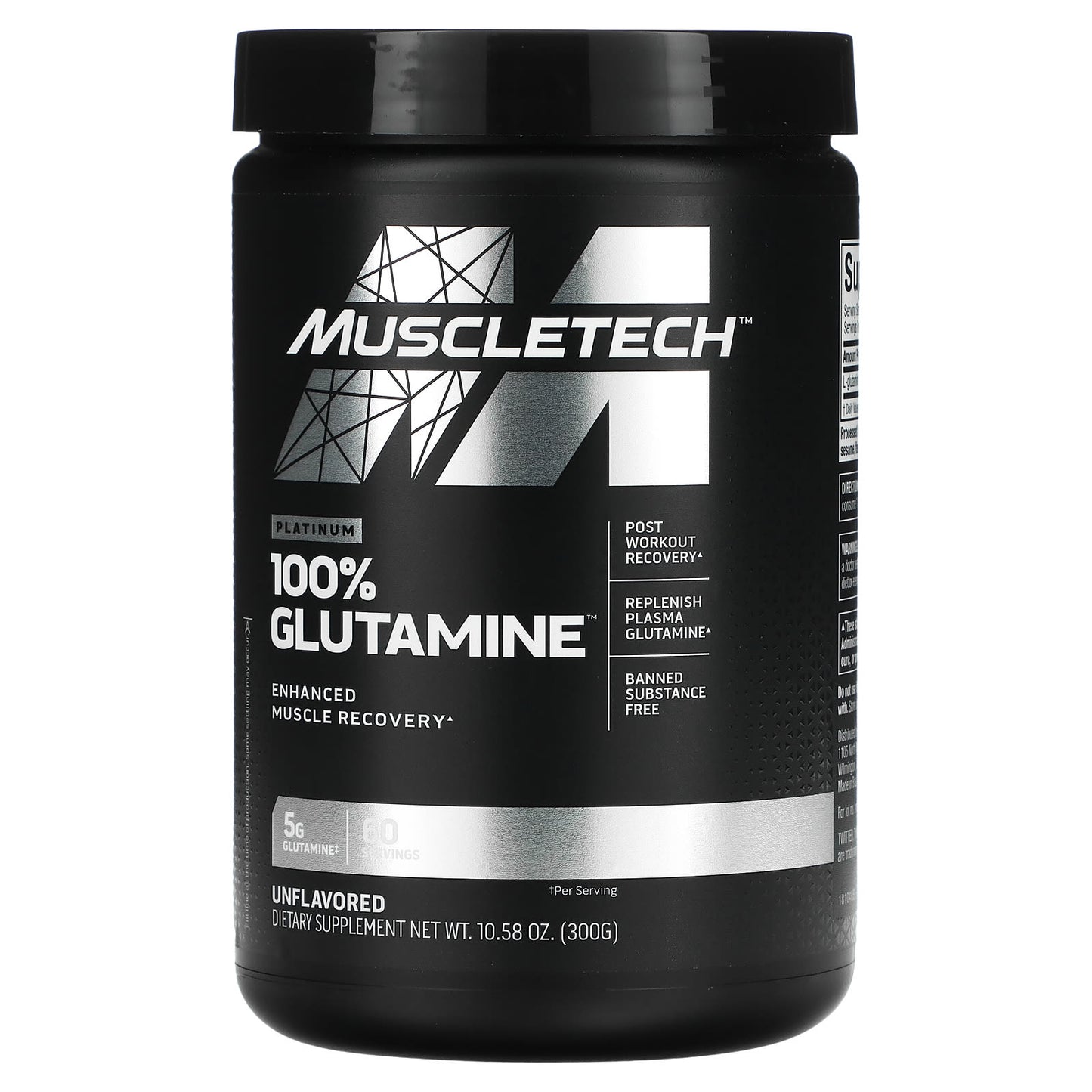 MuscleTech-Platinum 100% Glutamine-Unflavored-10.58 oz (300 g)