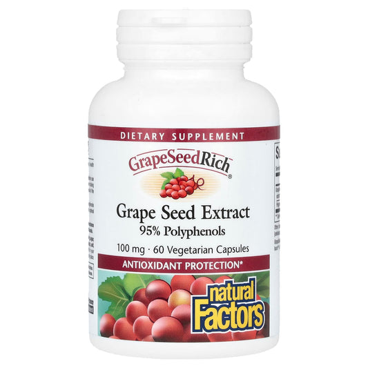 Natural Factors-GrapeSeedRich-Grape Seed Extract-100 mg-60 Vegetarian Capsules
