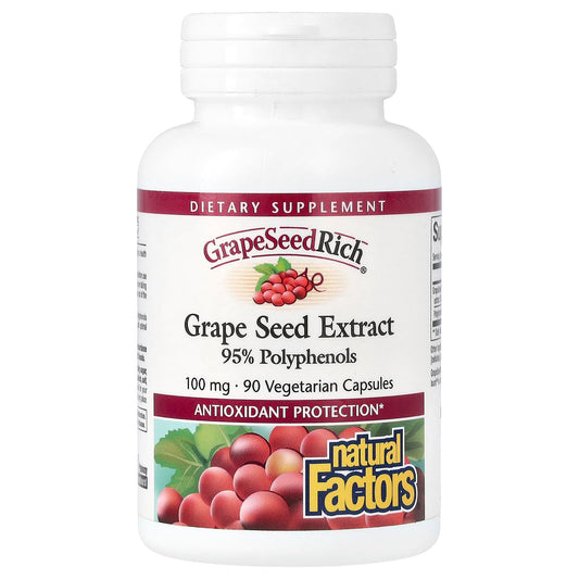 Natural Factors-GrapeSeedRich-Grape Seed Extract-100 mg-90 Vegetarian Capsules
