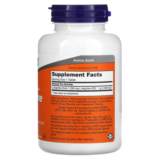 NOW Foods, L-Arginine, Double Strength, 1,000 mg, 120 Tablets