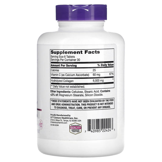 21st Century, Super Collagen Plus Vitamin C, 6,000 mg, 180 Tablets (1,000 mg per Tablet)