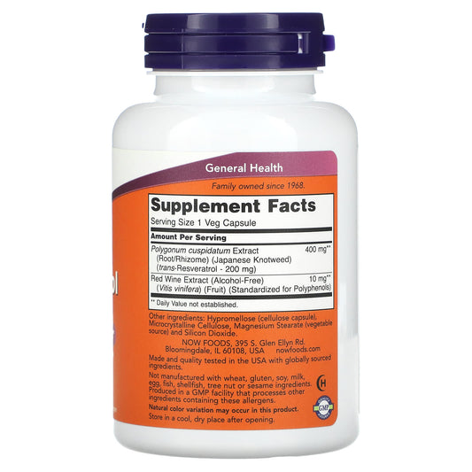 NOW Foods, Resveratrol, 200 mg, 120 Veg Capsules