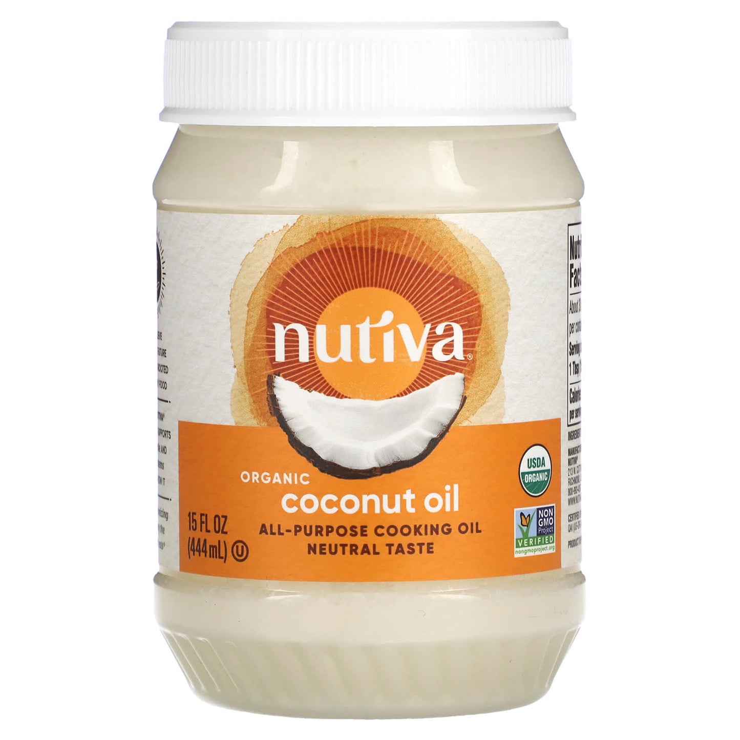 Nutiva-All-Purpose Cooking Oil-Organic Coconut Oil-15 fl oz (444 ml)