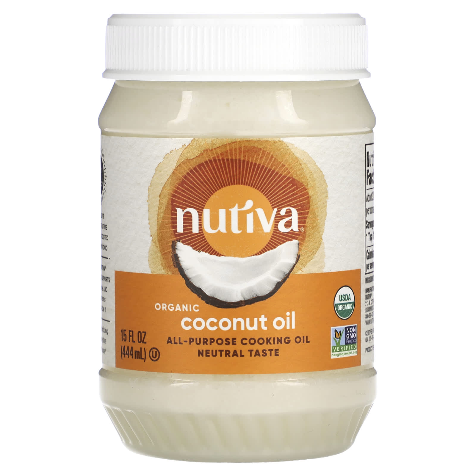 Nutiva-All-Purpose Cooking Oil-Organic Coconut Oil-15 fl oz (444 ml)