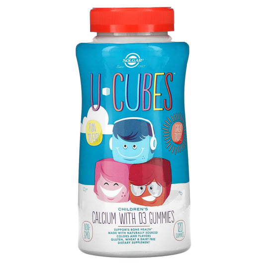 Solgar-U-Cubes-Children's Calcium With D3- Strawberry-120 Gummies