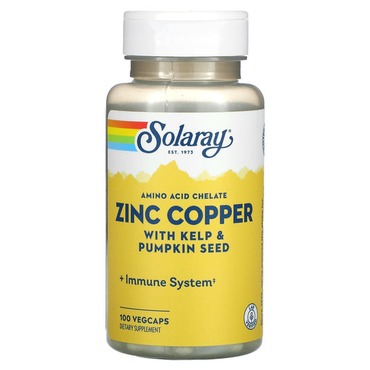 Solaray-Zinc Copper with Kelp & Pumpkin Seed-100 VegCaps