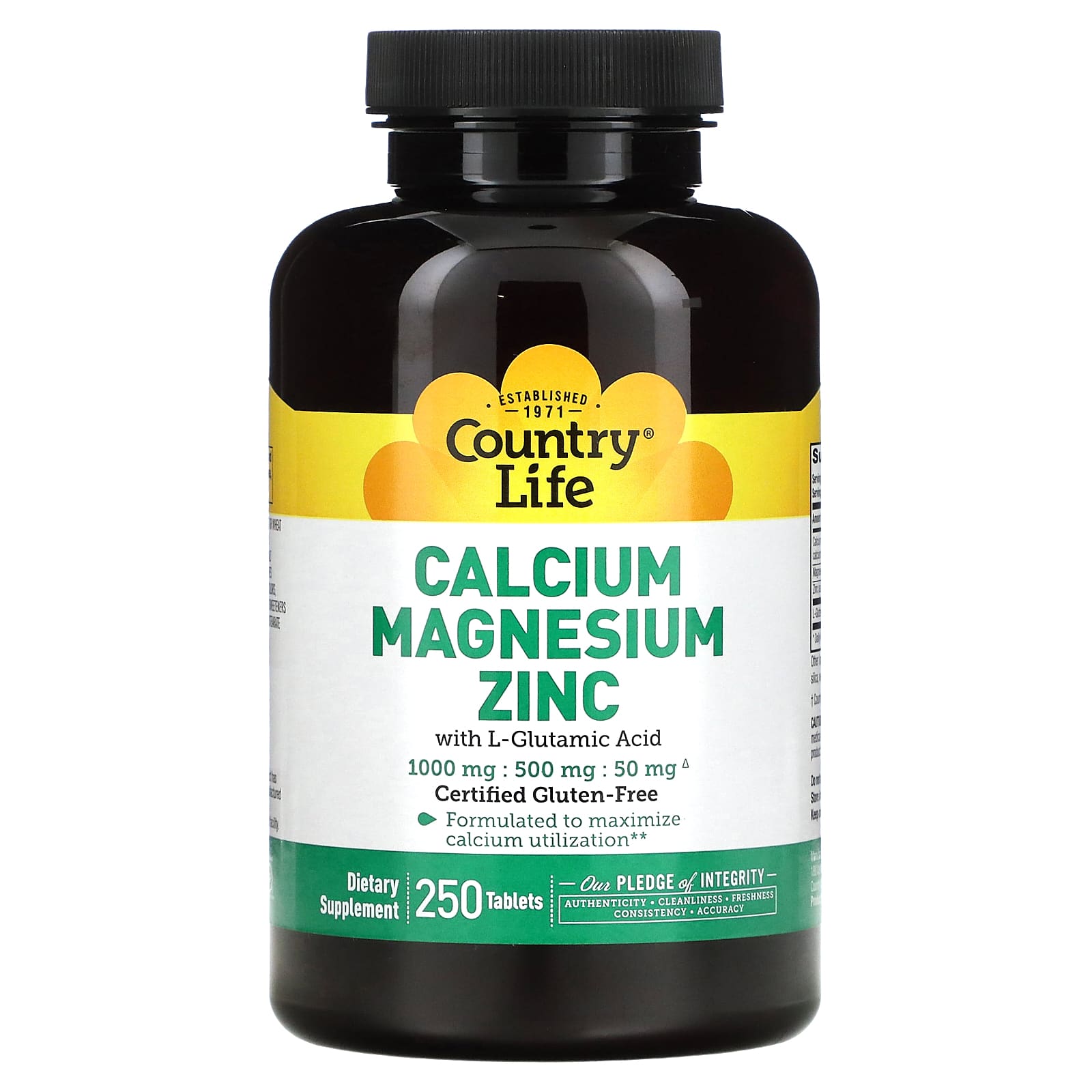 Country Life-Calcium Magnesium Zinc-250 Tablets