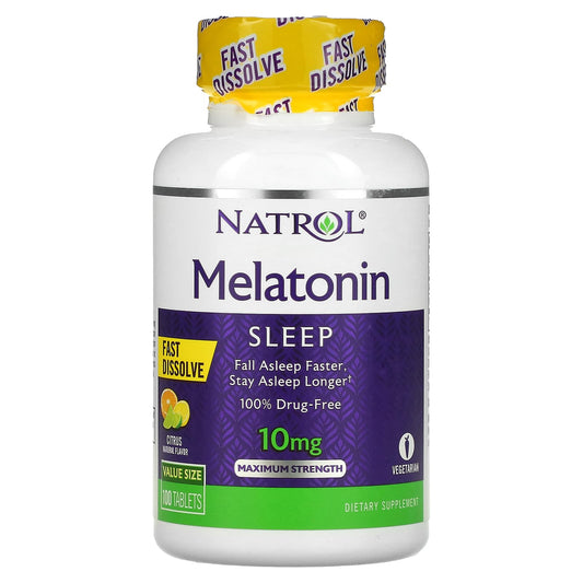 Natrol-Melatonin-Fast Dissolve-Maximum Strength-Citrus-10 mg-100 Tablets