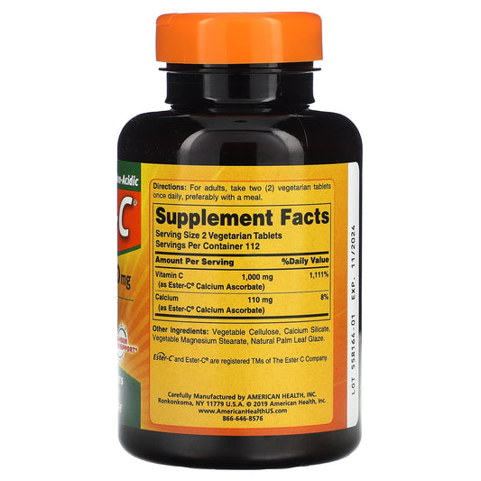 American Health, Ester-C, 500 mg, 225 Vegetarian Tablets