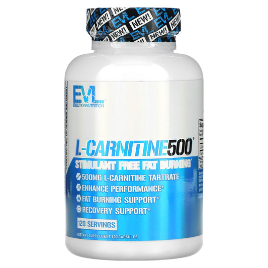 EVLution Nutrition-L-CARNITINE500-Stimulant Free Fat Burning-120 Capsules