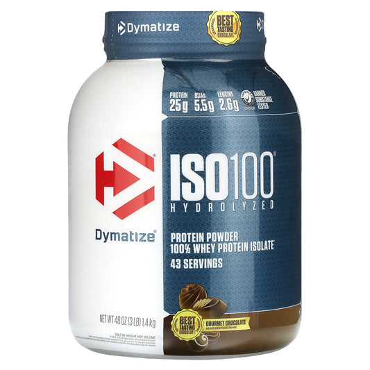 Dymatize-ISO100 Hydrolyzed-100% Whey Protein Isolate-Gourmet Chocolate-3 lb (1.4 kg)