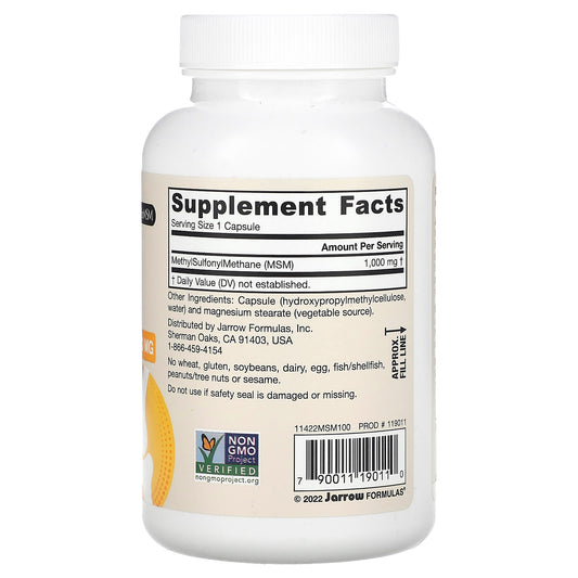 Jarrow Formulas, MSM, 1,000 mg, 100 Veggie Capsules