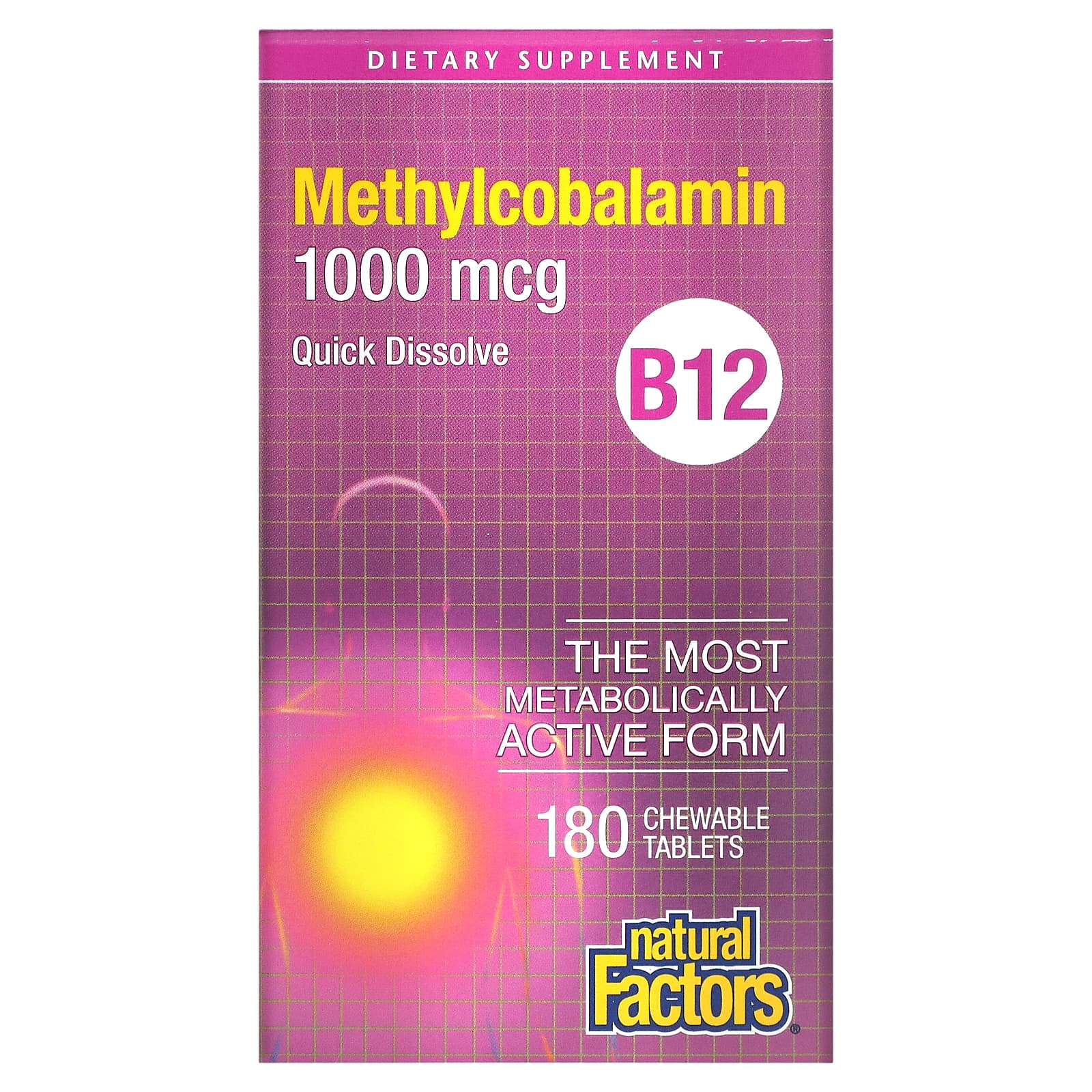 Natural Factors-B12-Methylcobalamin-1,000 mcg-180 Chewable Tablets