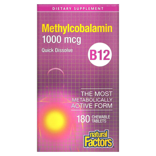 Natural Factors-B12-Methylcobalamin-1,000 mcg-180 Chewable Tablets