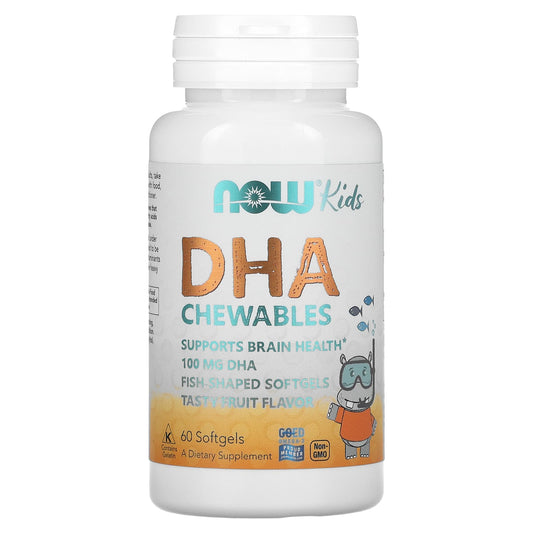 NOW Foods-Kid's DHA Chewables-Tasty Fruit-60 Softgels