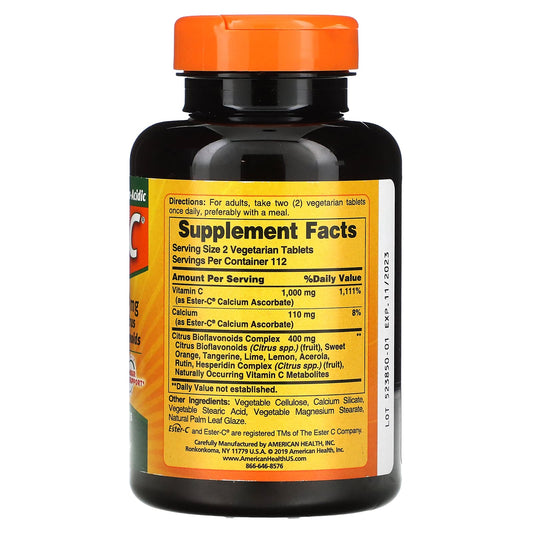 American Health, Ester-C with Citrus Bioflavonoids, 500 mg, 225 Vegetarian Tablets