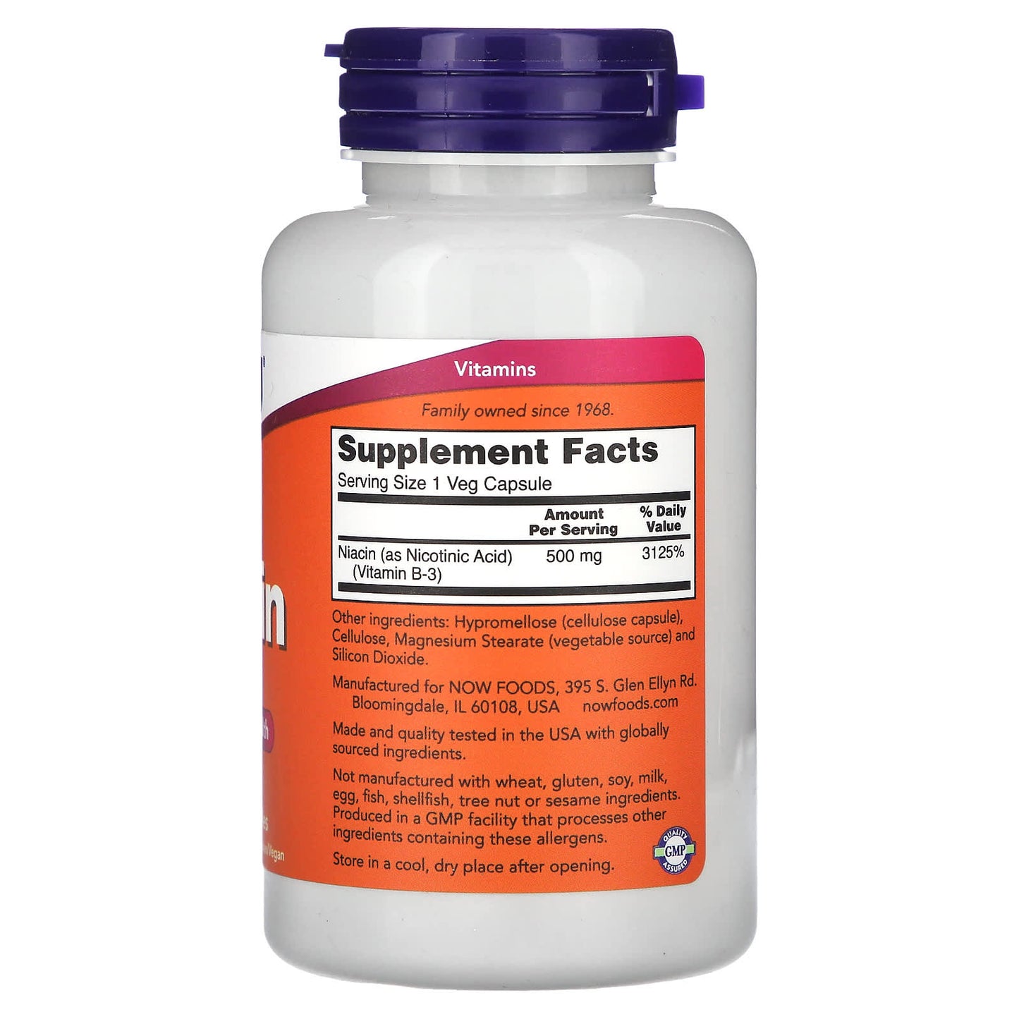 NOW Foods, Niacin, 500 mg, 100 Veg Capsules