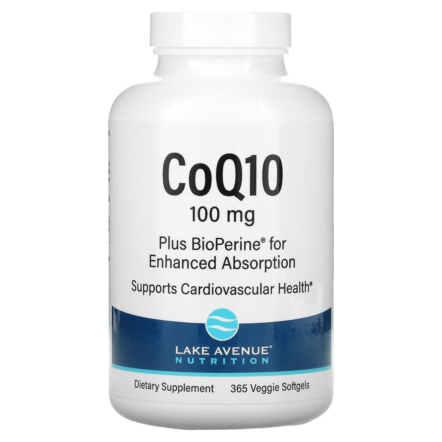 Lake Avenue Nutrition-CoQ10 Plus Bioperine-100 mg-365 Veggie Softgels