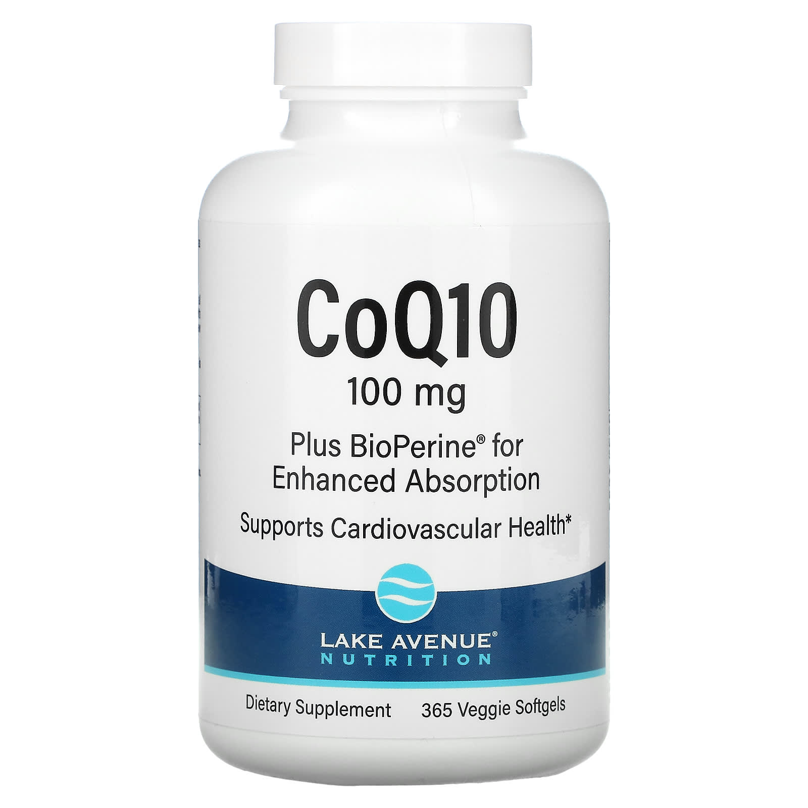 Lake Avenue Nutrition-CoQ10 Plus Bioperine-100 mg-365 Veggie Softgels