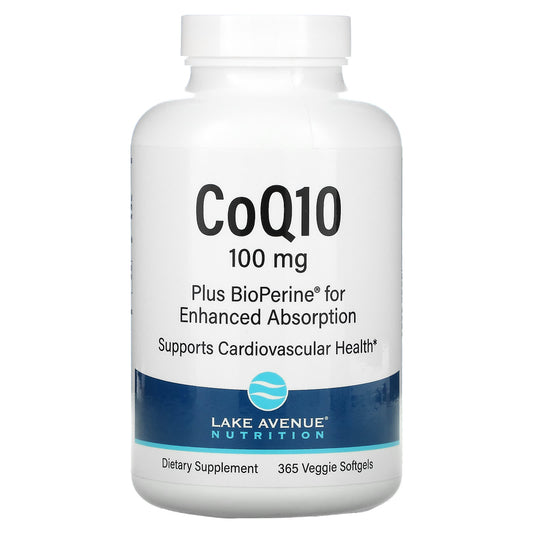 Lake Avenue Nutrition-CoQ10 Plus Bioperine-100 mg-365 Veggie Softgels