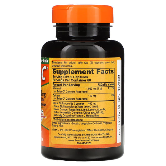 American Health, Ester-C with Citrus Bioflavonoids, 500 mg, 120 Capsules (250 mg per Capsule)