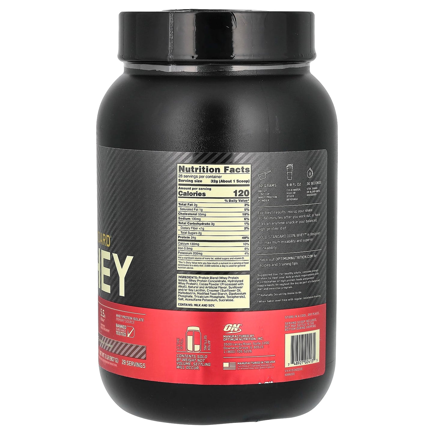 Optimum Nutrition, Gold Standard 100% Whey, Extreme Milk Chocolate, 2 lb (907 g)