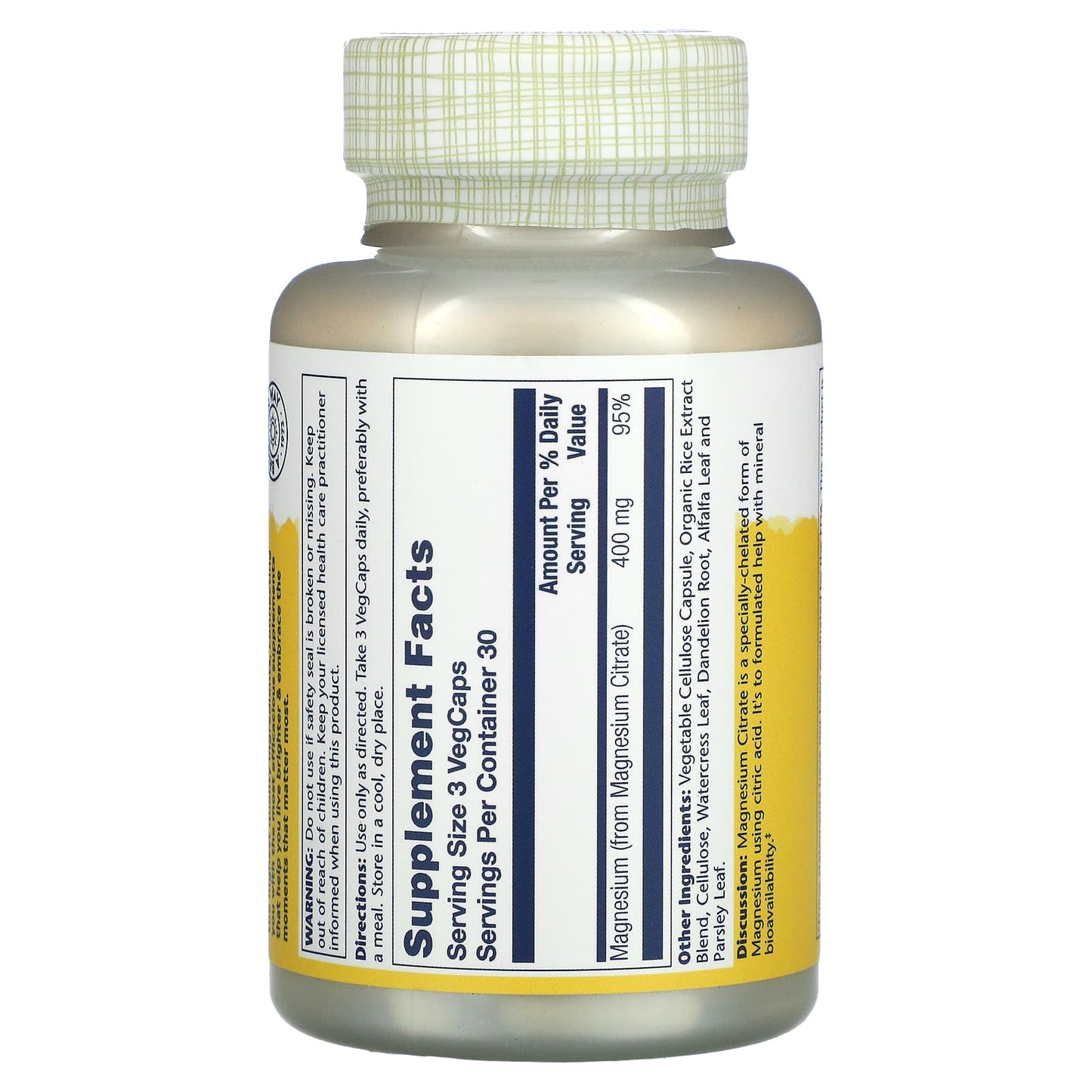 Solaray, Magnesium Citrate, 400 mg, 90 Capsules (133 mg per Capsule)